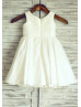 Ivory Taffeta Flower Girl Dress With Flower Sash